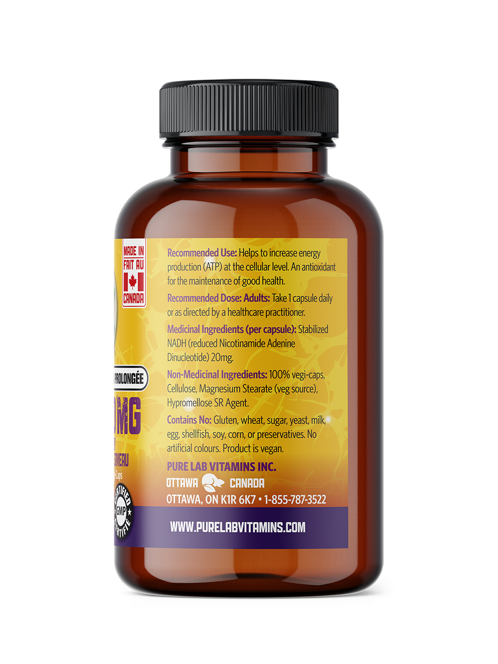 Pure Lab Vitamins Slow Release NADH 20mg 30 vcap
