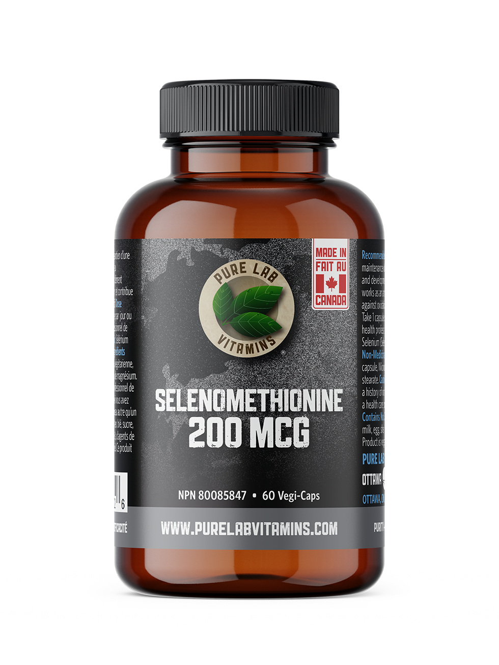 Pure Lab Vitamins Selenomethionine 200mcg 60 vcap