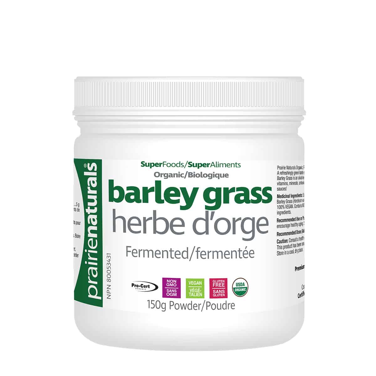 Prairie Naturals Barley Grass 150g Powder