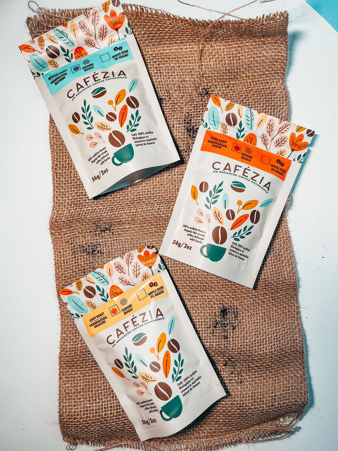 Cafezia Ground Dark Roast Coffee/Herb Mix - 56g