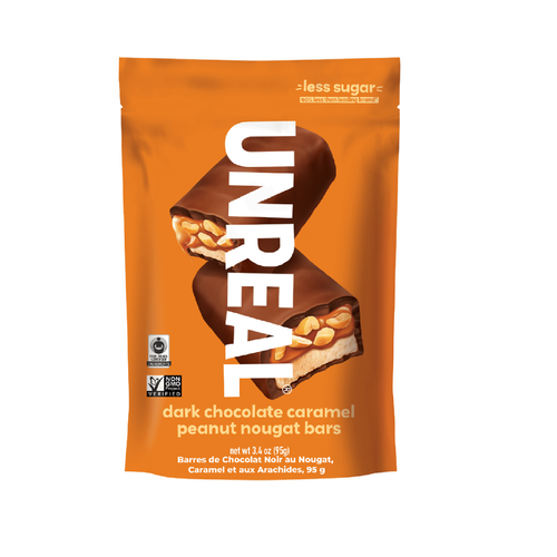 Unreal Dark Chocolate Caramel Peanut Nougat Bars 95g