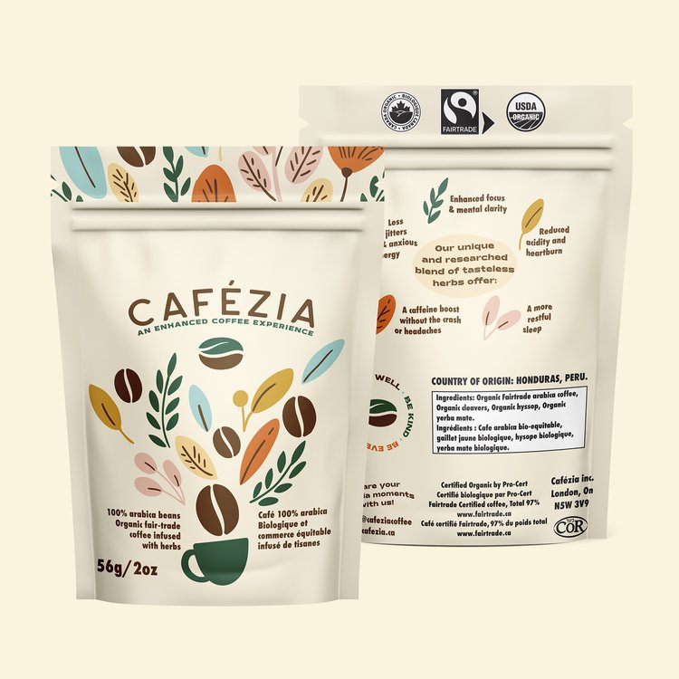 Cafezia Ground Light Roast Coffee/Herb Mix - 56g
