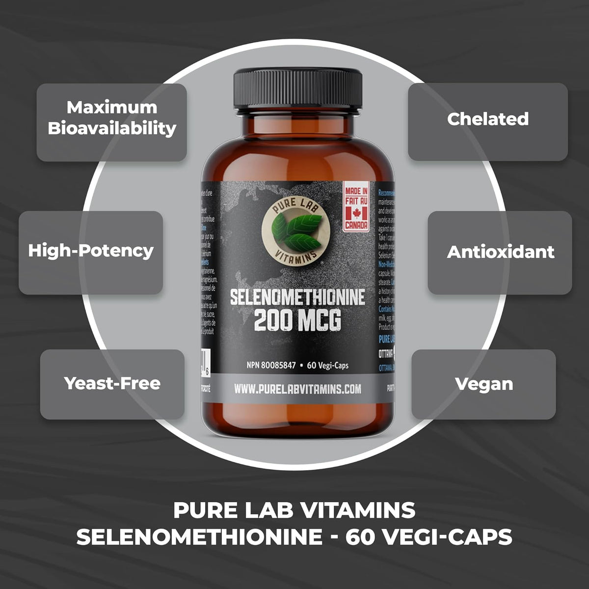 Pure Lab Vitamins Selenomethionine 200mcg 60 vcap