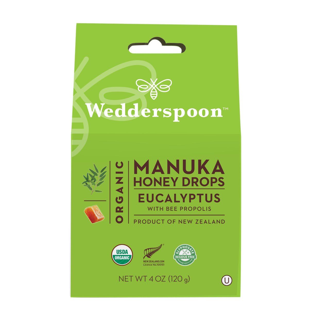 Wedderspoon Manuka Honey Drops Eucalyptus 120g