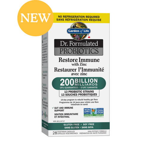 Garden of Life Dr. Formulated Probiotics Restore Immune with Zinc 200B - 28 vcaps
