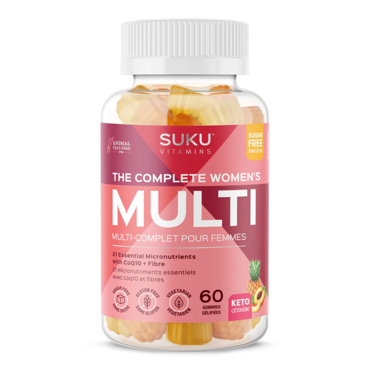 SUKU The Complete Women's Multi + Prebiotics 60 Peach & Pineapple Gummies