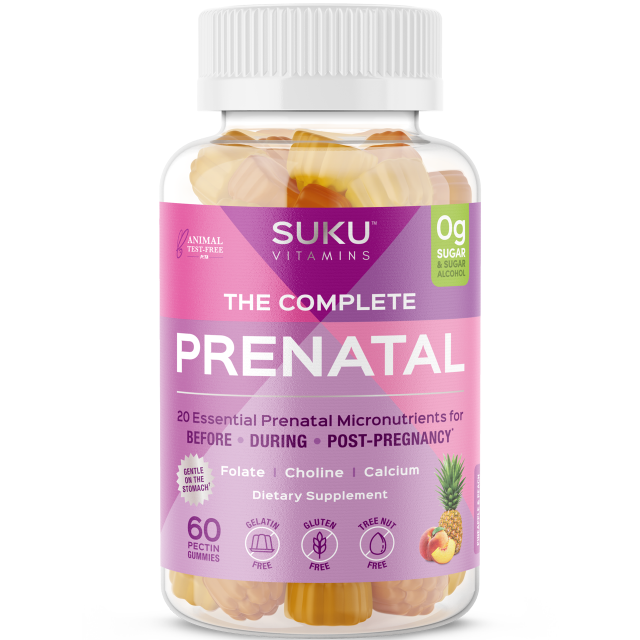 SUKU The Complete Prenatal Multivitamin Pineapple Peach 60 Gummies