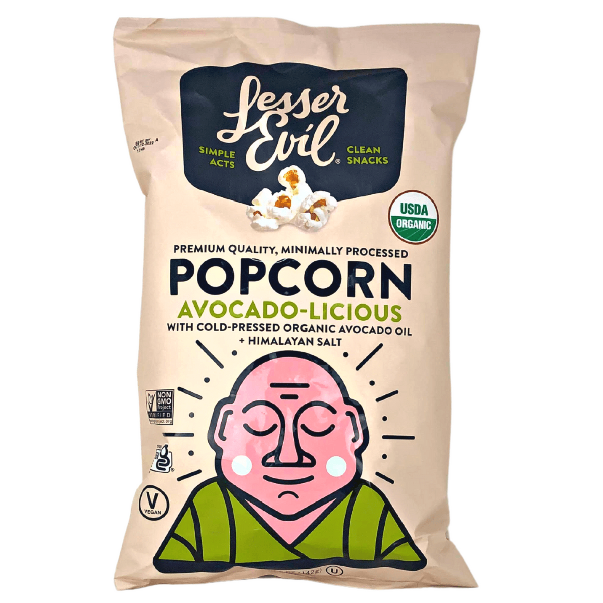 Lesser Evil Popcorn Avocado-Licious with Avocado Oil and Himalayan Salt 142g