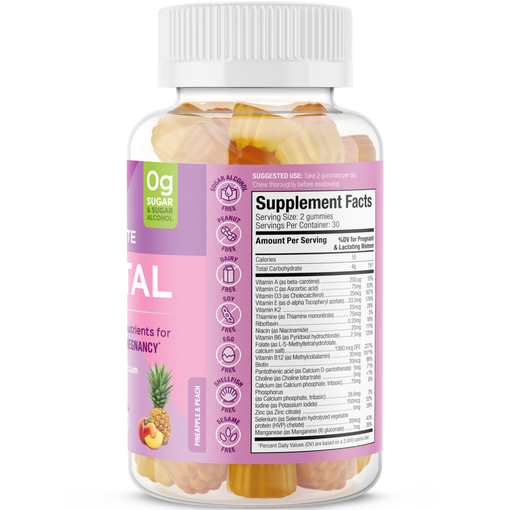 SUKU The Complete Prenatal Multivitamin Pineapple Peach 60 Gummies