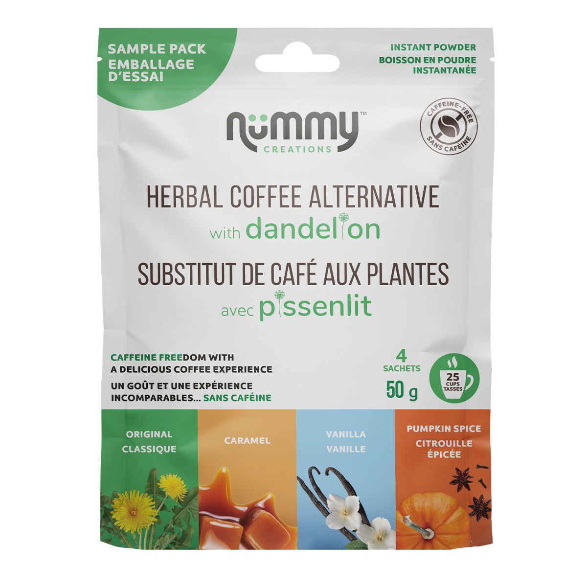 Nummy Creations Herbal Coffee Alternative Sample Pack 4x50g