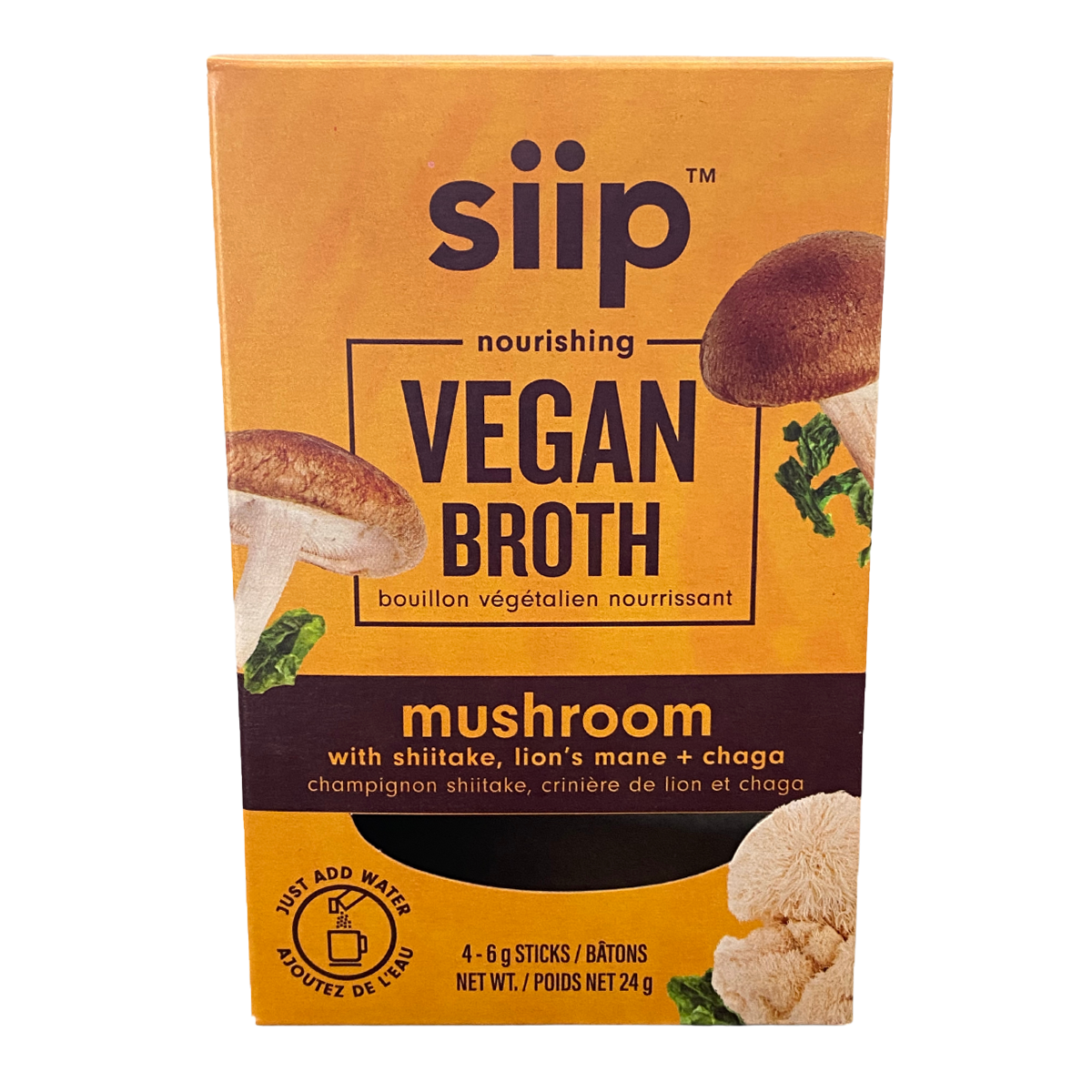 Siip Vegan Mushroom Broth with Shiitake, Lion's Mane and Chaga 4-6g sticks