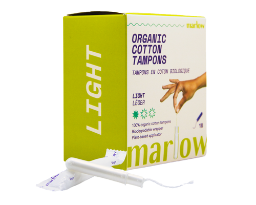 Marlow Organic Cotton Tampons- Light 18 Count