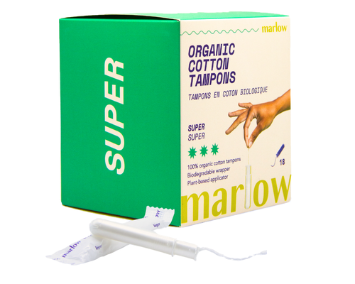 Marlow Organic Cotton Tampons- Super 18 Count