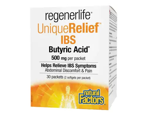Natural Factors Regenerlife UniqueRelief IBS Butyric Acid 500mg 30 Packets