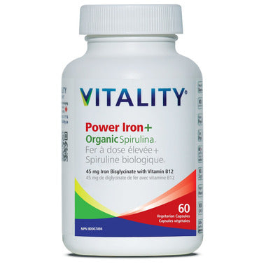 Vitality Power Iron + Organic Spirulina 60 caps