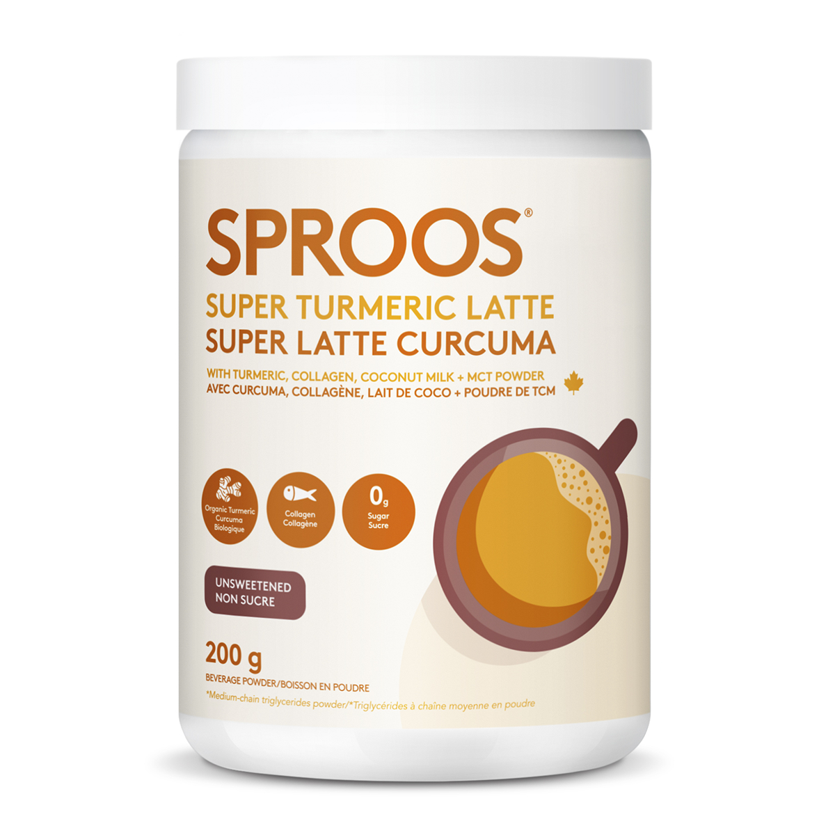 Sproos Super Tumeric Latte Unsweetened 200g
