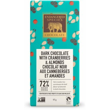 Dark Chocolate with Cranberries & Almonds 72% 85g
