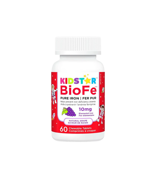 KidStar BioFe Pure Iron 10mg Grape - 60 Chewable tablets