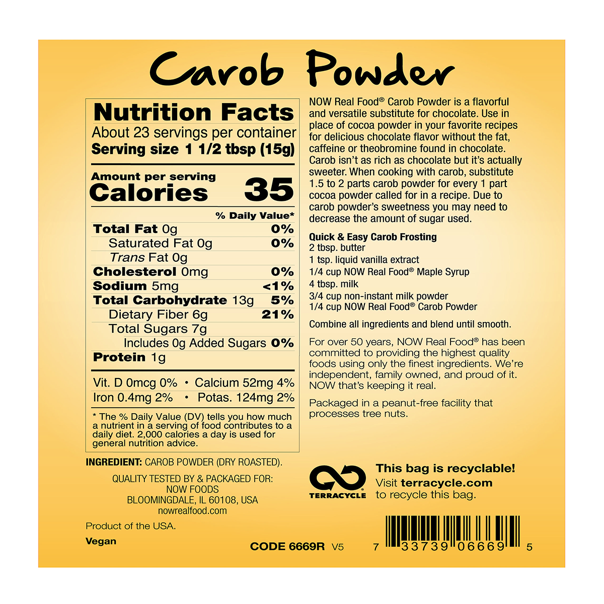 Now Real Food Carob Powder 340g