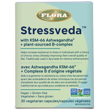 Flora Stressveda with KSM-66 Ashwagandha and B-Complex 30 vcaps