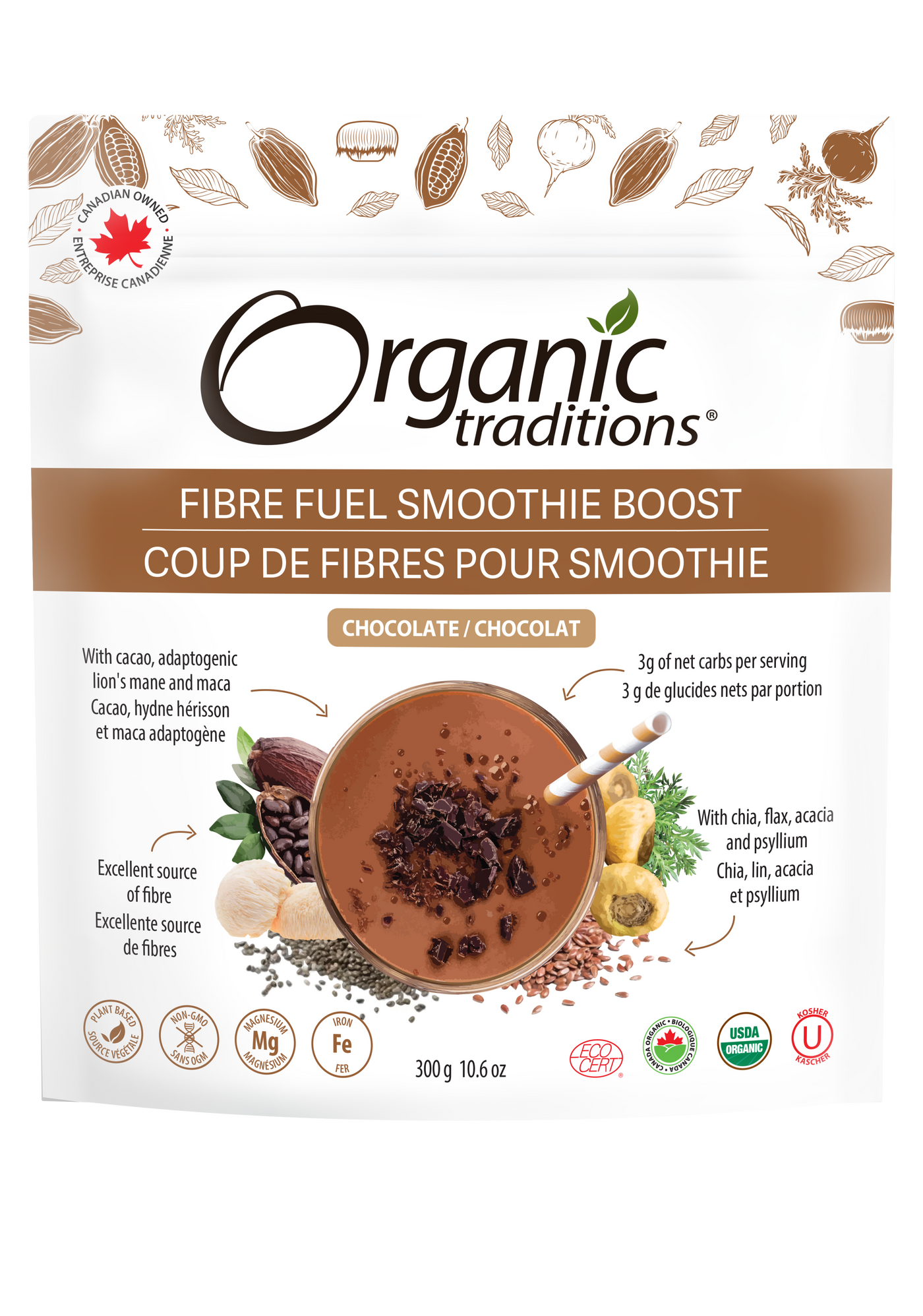 Organic Traditions Fibre Fuel Smoothie Boost Chocolate300g