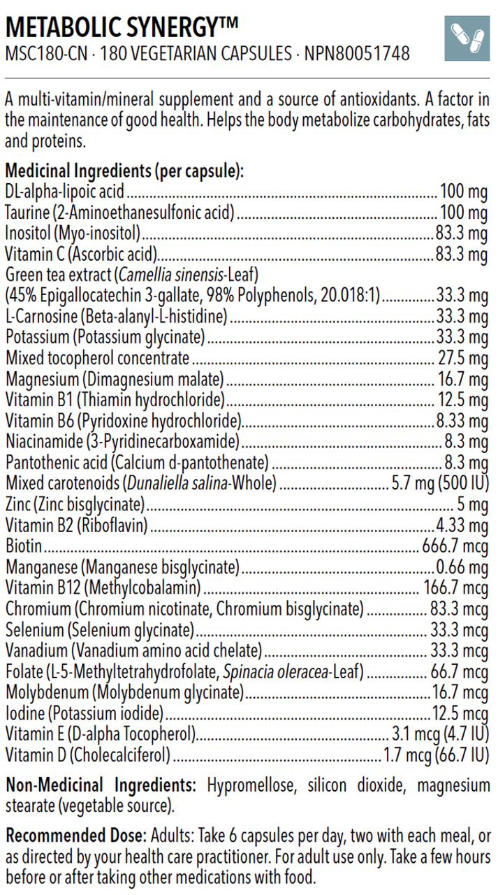 Designs For Health Metabolic Synergy 180cap