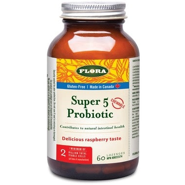 Super 5 Probiotic Chewable 60 Raspberry lozenges