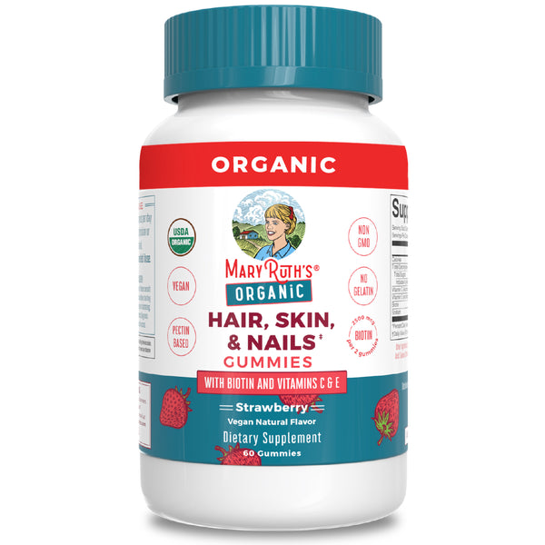 Mary Ruth's Organic Hair, Skin, & Nails Strawberry 60 Gummies