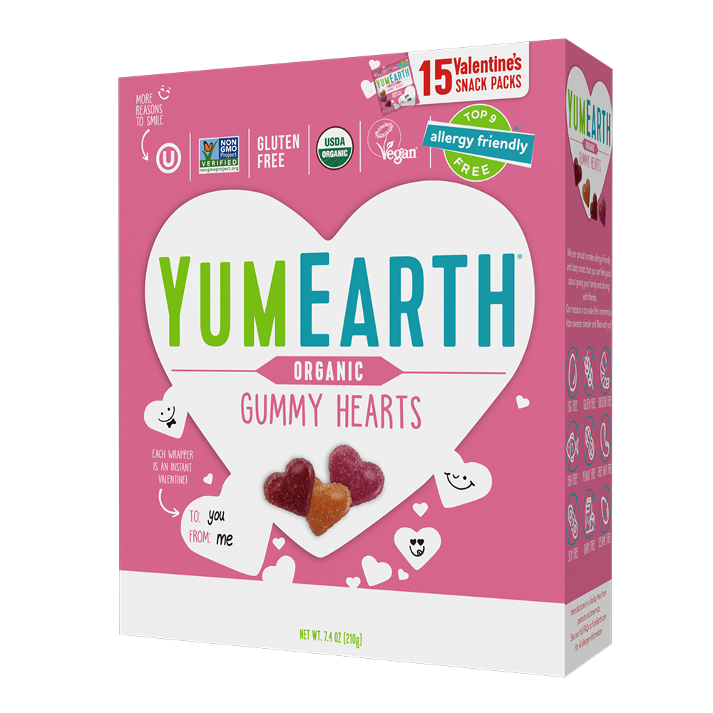 Yum Earth Organic Gummy Hearts- 15 Snack Packs
