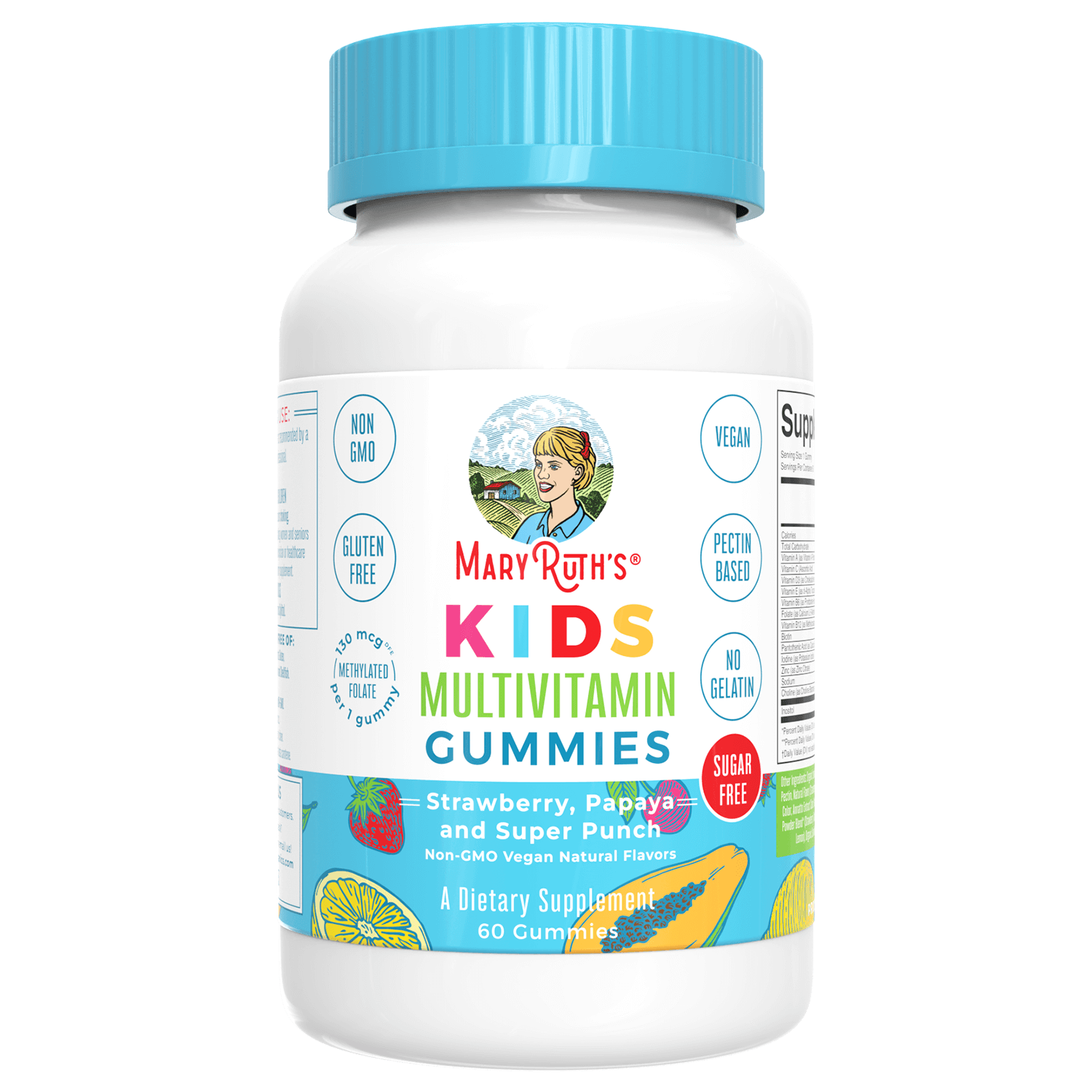 Mary Ruth&#39;s Kids Multivitamin Gummies Vegan Strawberry, Papaya and Super Punch 60 gummies