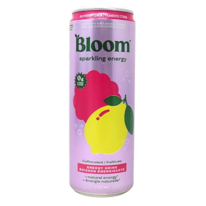 Bloom Sparkling Energy Drink- Raspberry Lemon 355mL