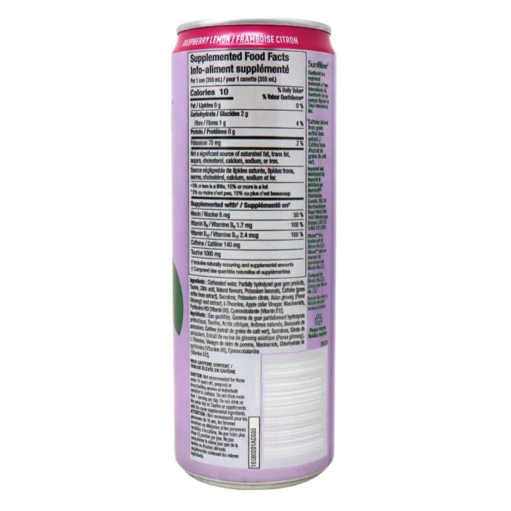 Bloom Sparkling Energy Drink- Raspberry Lemon 355mL