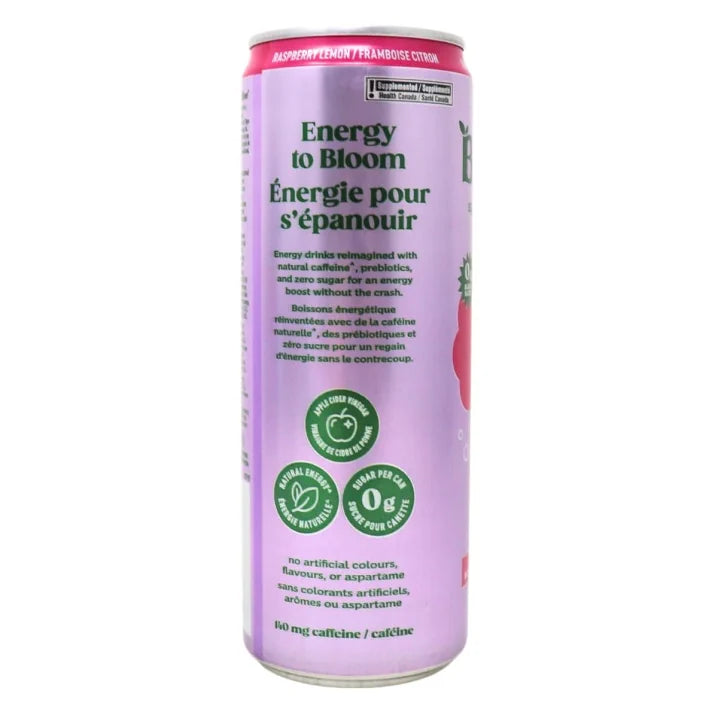 Bloom Sparkling Energy Drink- Raspberry Lemon 355mL