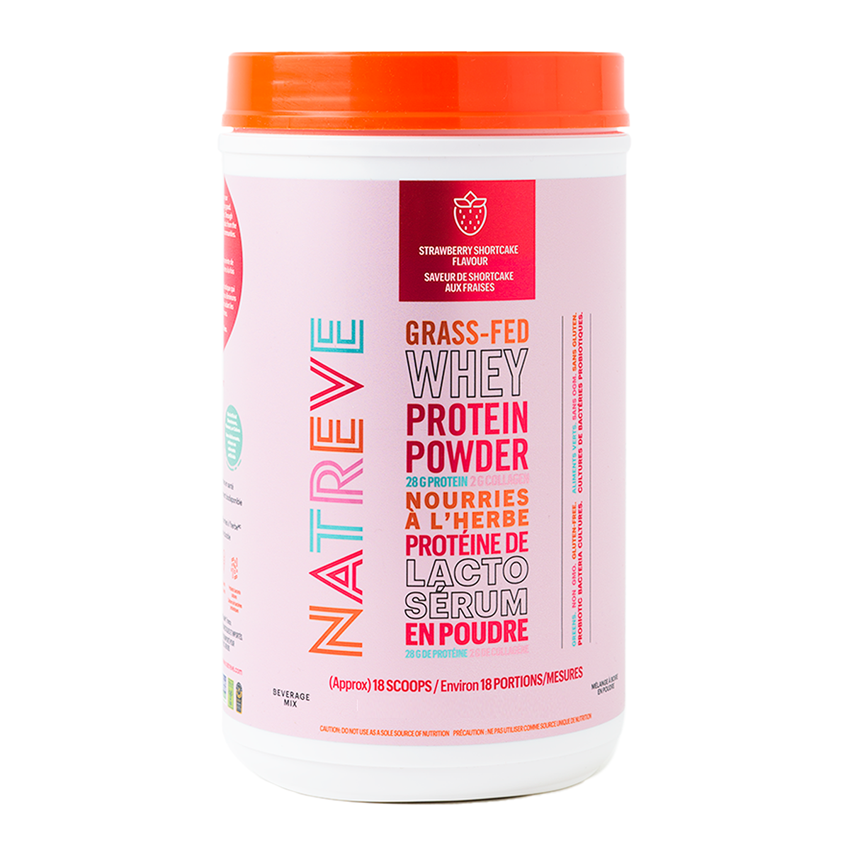 Natreve Grass Fed Whey Protein Powder Strawberry Shortcake 702g