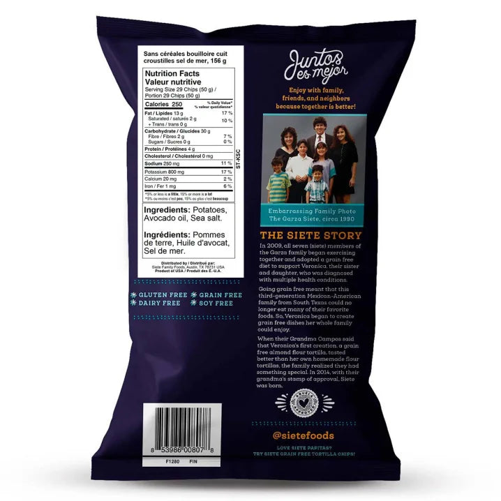 Siete Sea Salt Potato Chips 156g