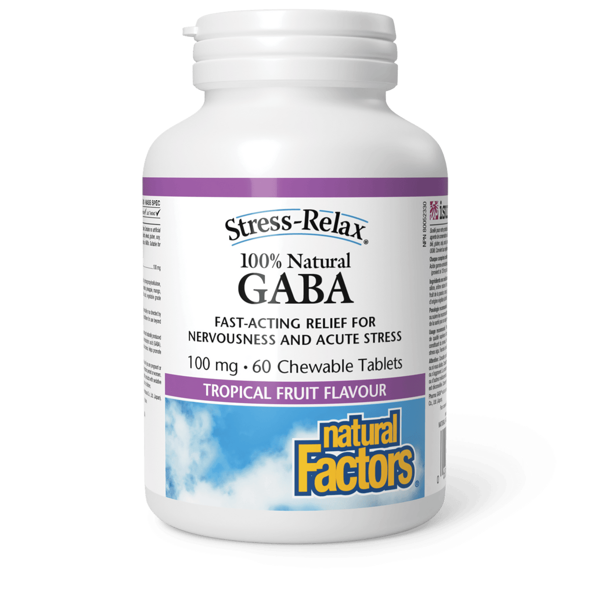 Natural Factors GABA 100mg 60 Tropical Fruit Chewables