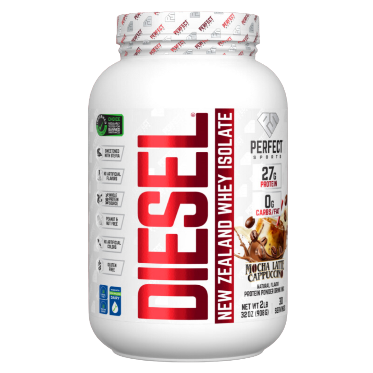 Perfect Sports Diesel Whey Protein Mocha Latte Cappuccino 2lb