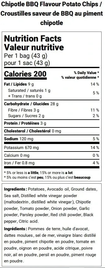 Siete Chipotle BBQ Potato Chips 156g