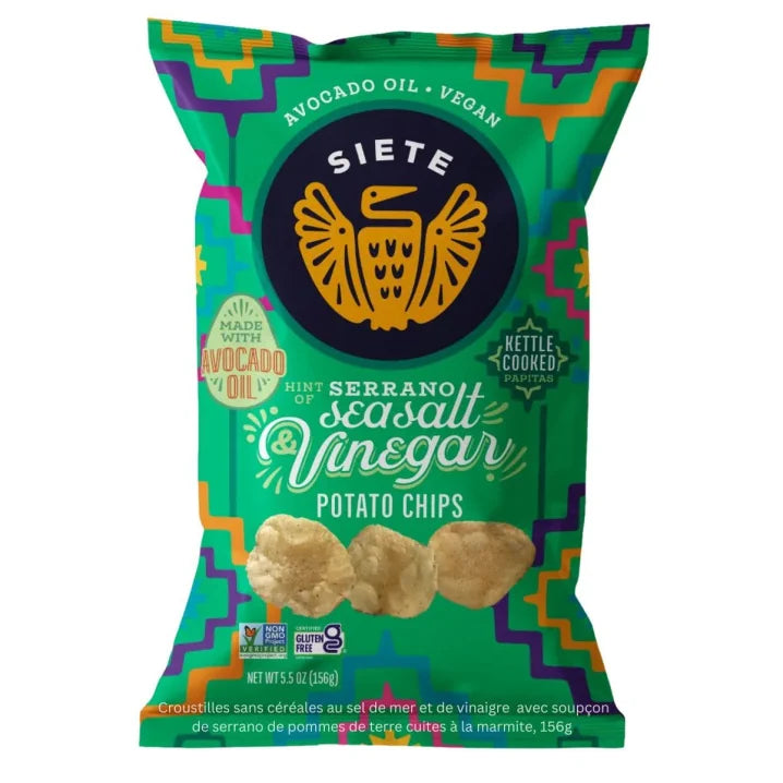 Siete Sea Salt & Vinegar Hint of Serrano Potato Chips 156g
