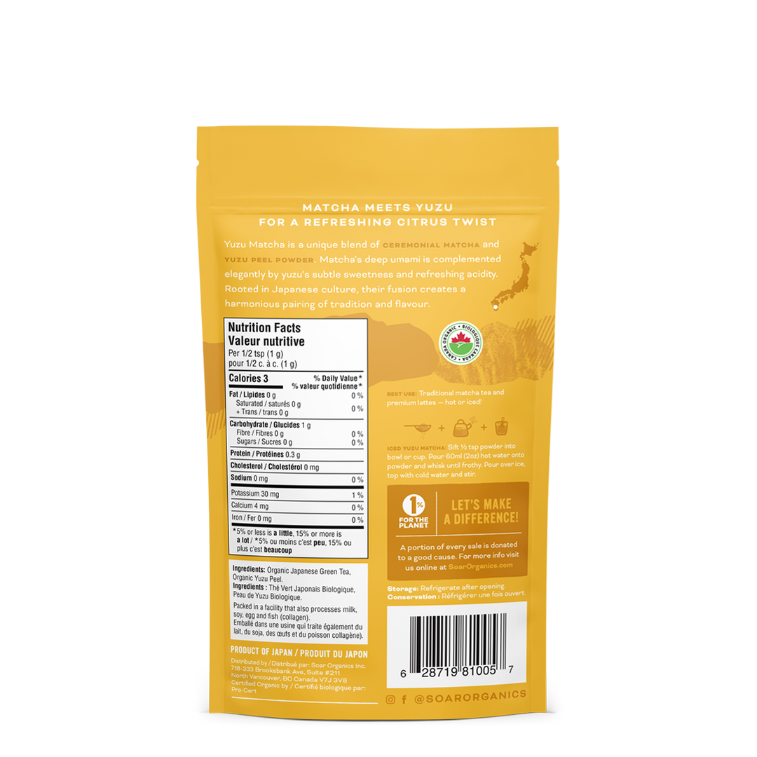 SOAR Organics Yuzu Matcha 50g powder