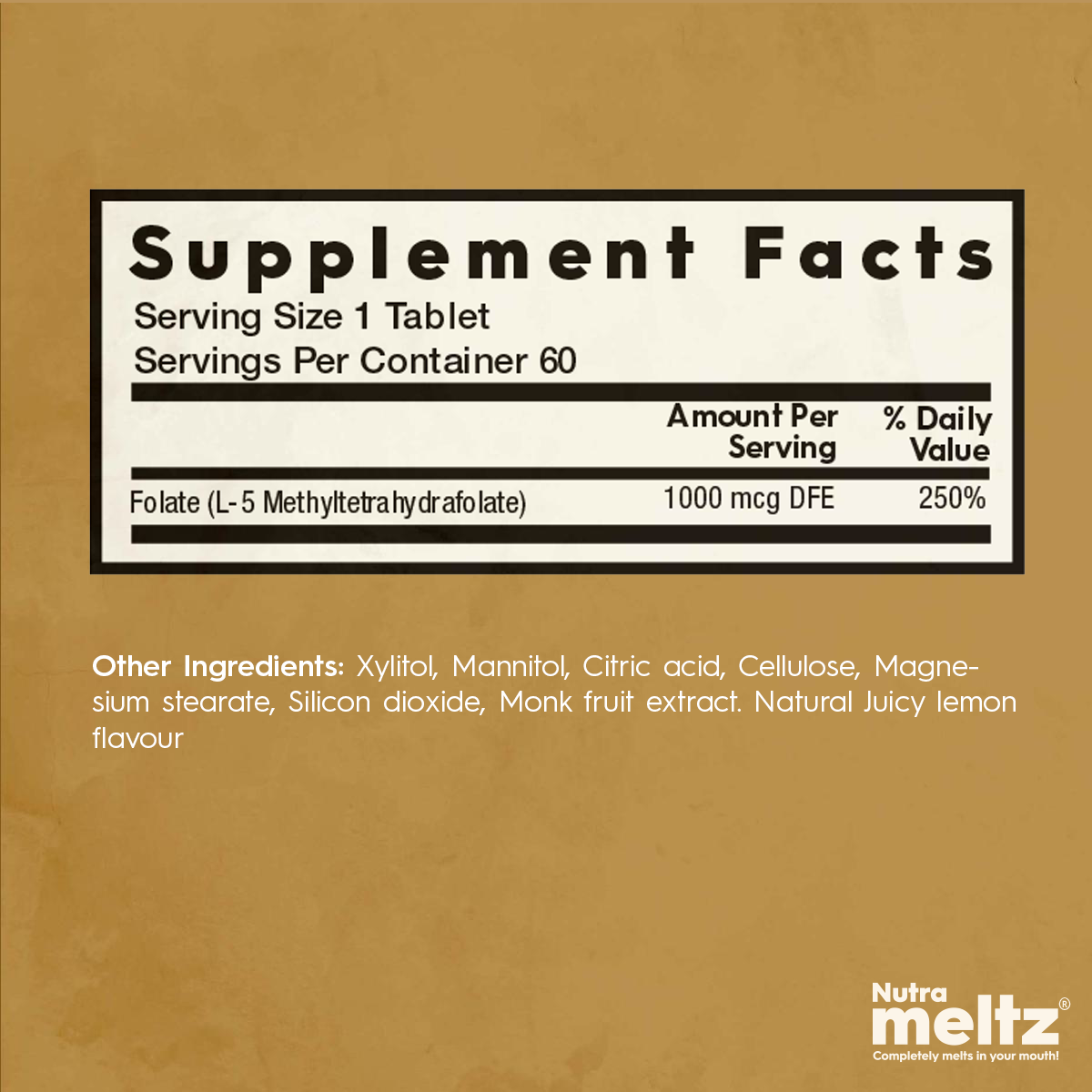 Nutrameltz L-MTHF Folate 1mg