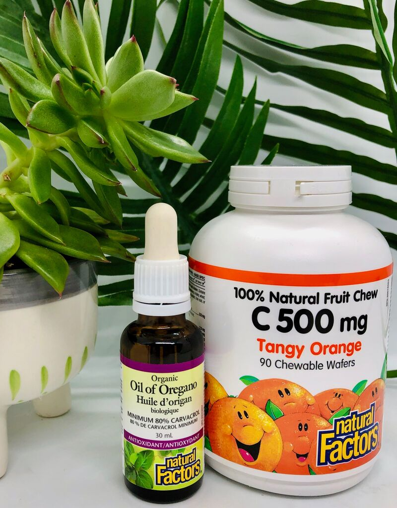 Natural Factors Oil of Oregano 30ml &amp; Vitamin C Tangy Orange 90 Chewables BUNDLE DISCOUNT