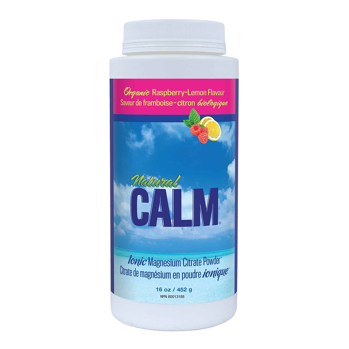 Natural Calm Magnesium Citrate Powder Raspberry-Lemon 16oz