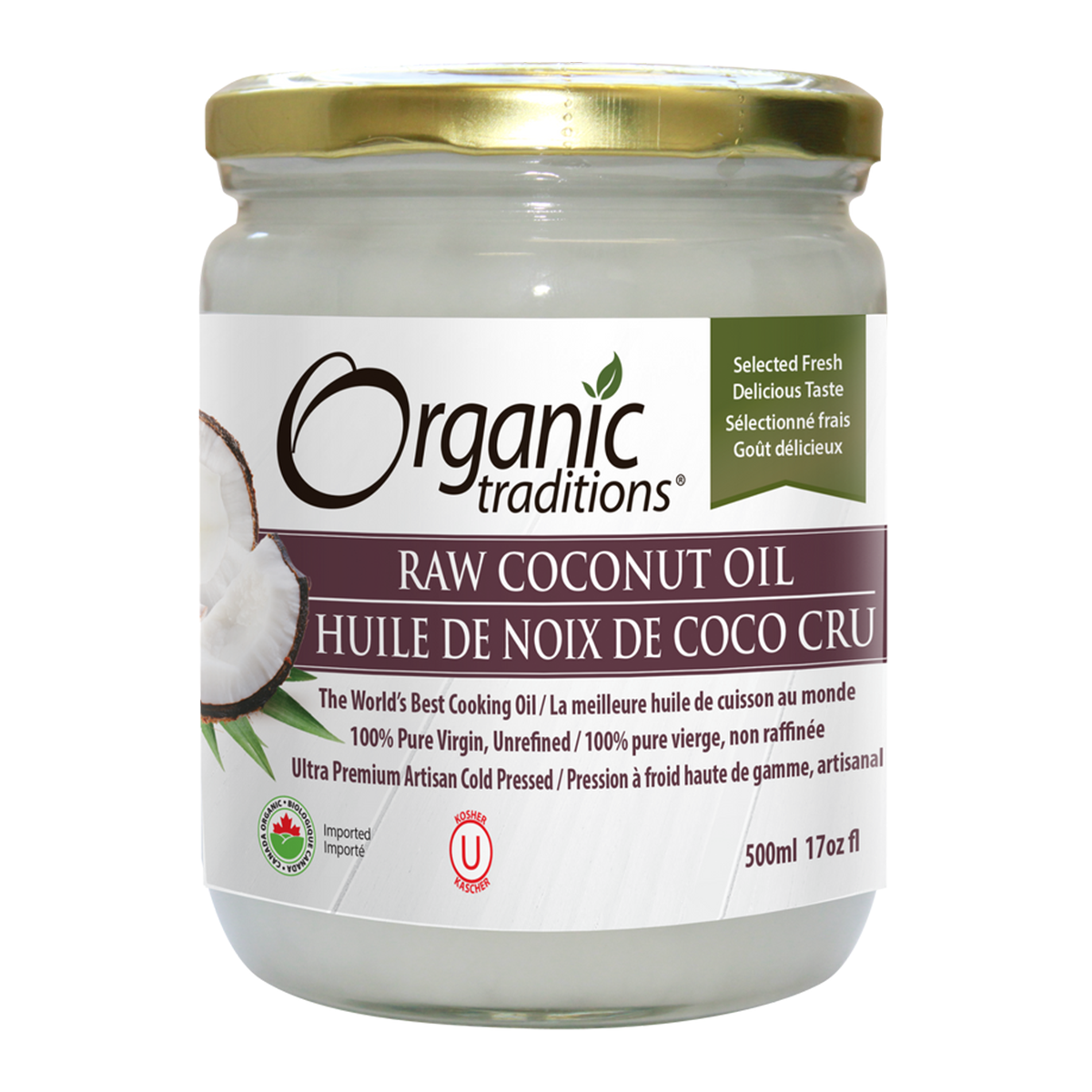 Organic Traditions Raw Coconut Oil 500ml