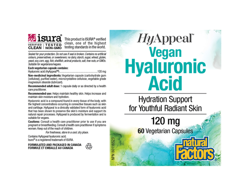 Natural Factors HyAppeal Vegan Hyaluronic Acid 120mg 60vcap